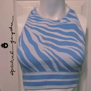 Spiritual Gangster Racerback Sports Bra/Crop Top -Blue & Gray -Size Medium/Large